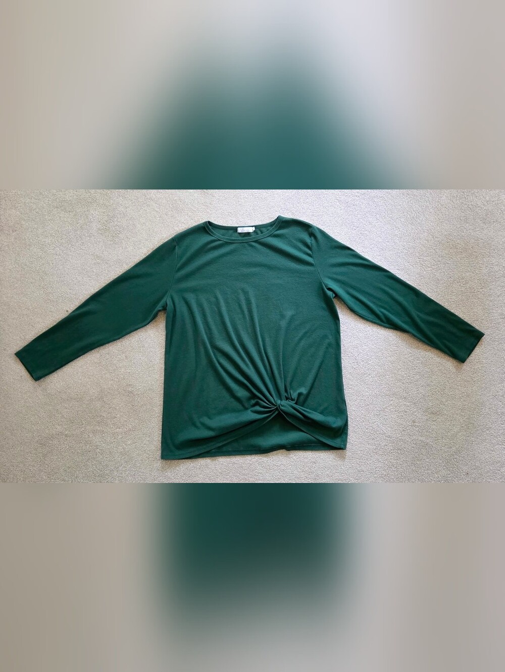 Shibever Women’s 2X Forest Green Twist Front Long Sleeve Tunic Top
